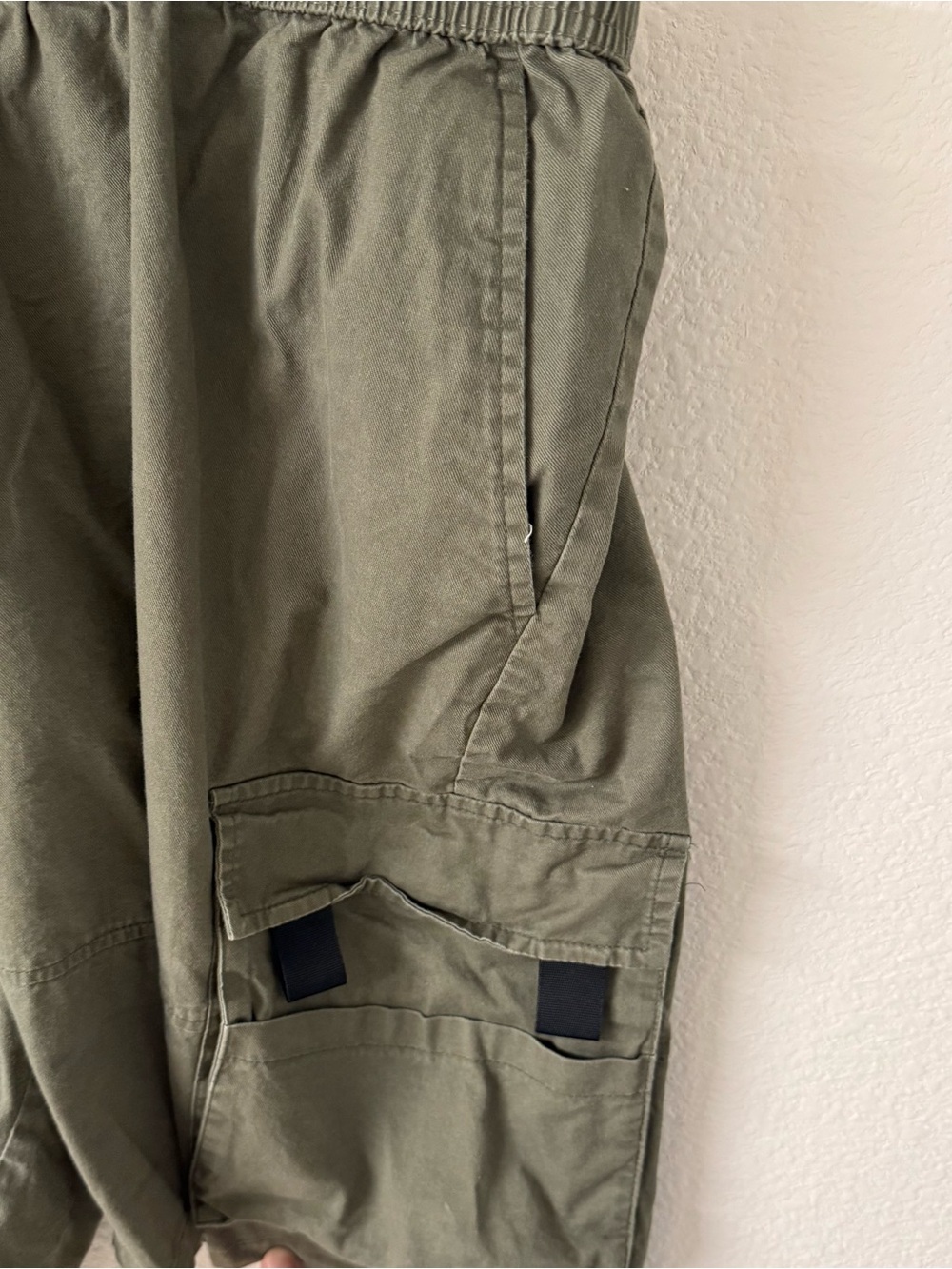 Olive Drawstring Cargo Shorts - Picture 2 of 6
